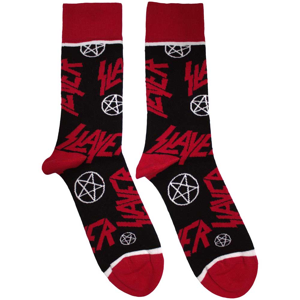 Slayer Unisex Ankle Socks: Logos and Pentagrams (Black) (UK Size 7 - 11)