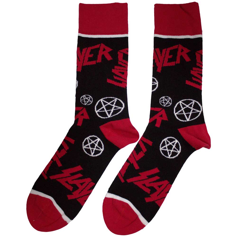 Slayer Unisex Ankle Socks: Logos and Pentagrams (Black) (UK Size 7 - 11)