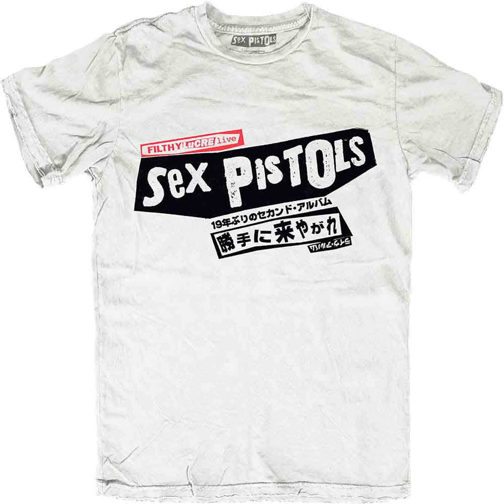 The Sex Pistols Unisex T-Shirt: Filthy Lucre Japan (White) (Back Print)