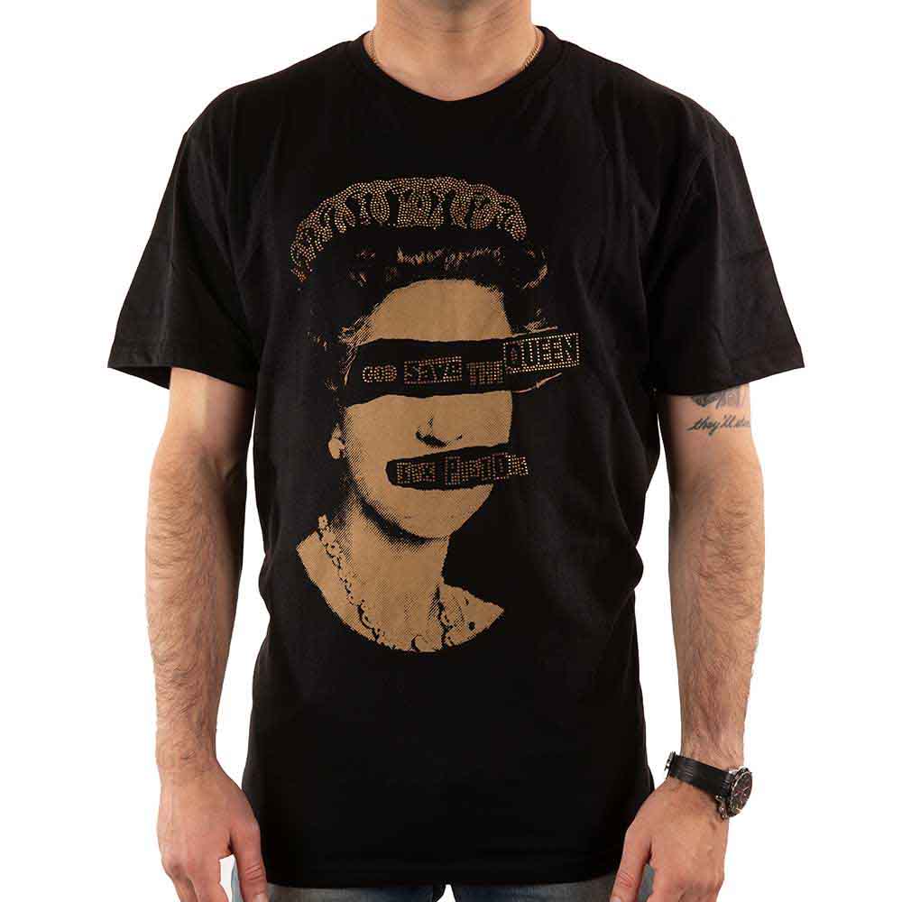 The Sex Pistols Unisex T-Shirt: God Save The Queen (Black) (Embellished)