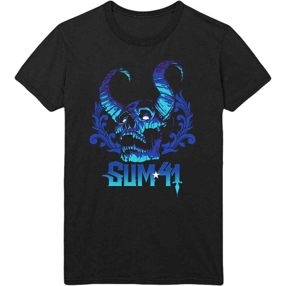 Sum 41 Unisex T-Shirt: Blue Demon (Black) (Back Print)