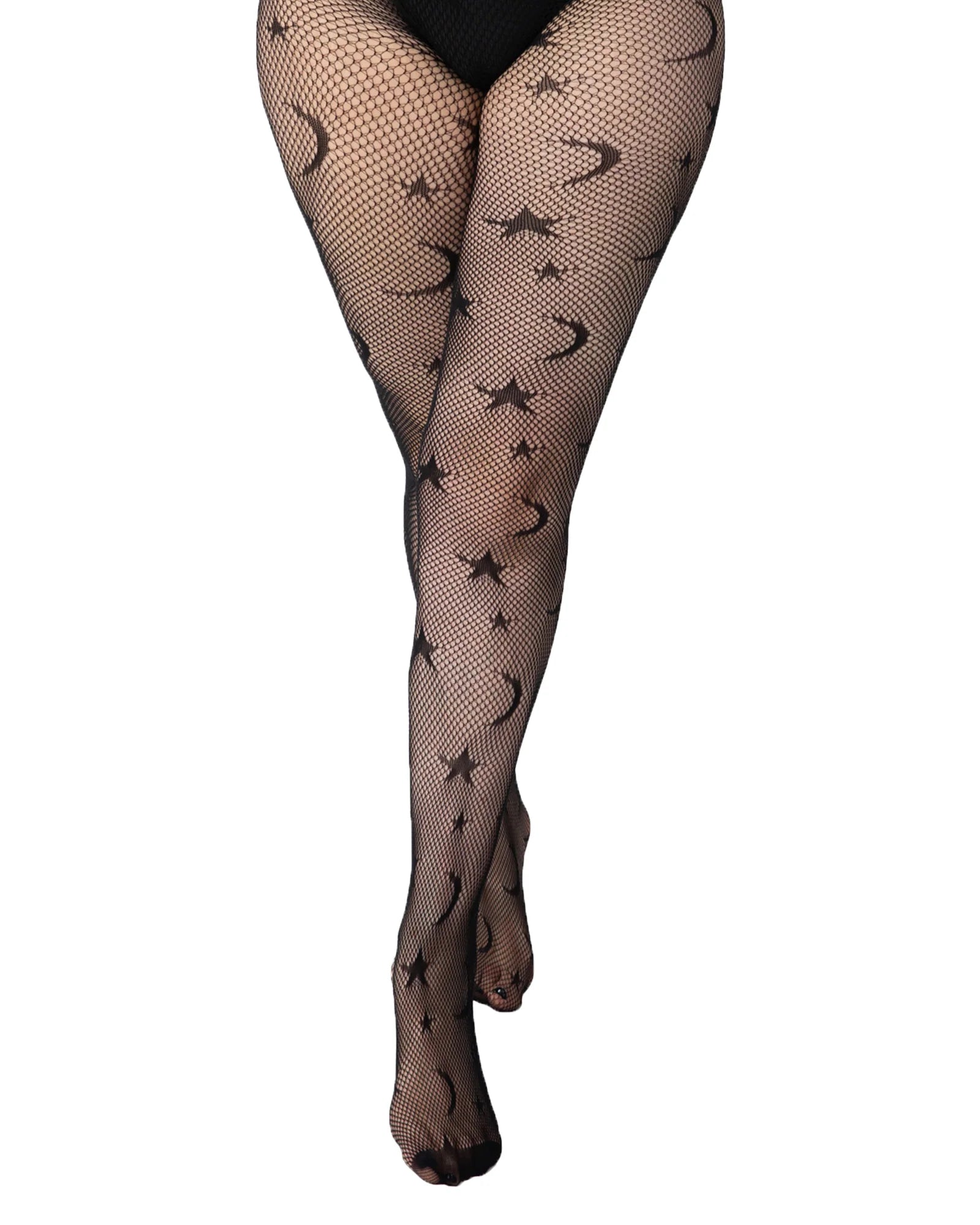 Stars & Moon Net Tights (Black)