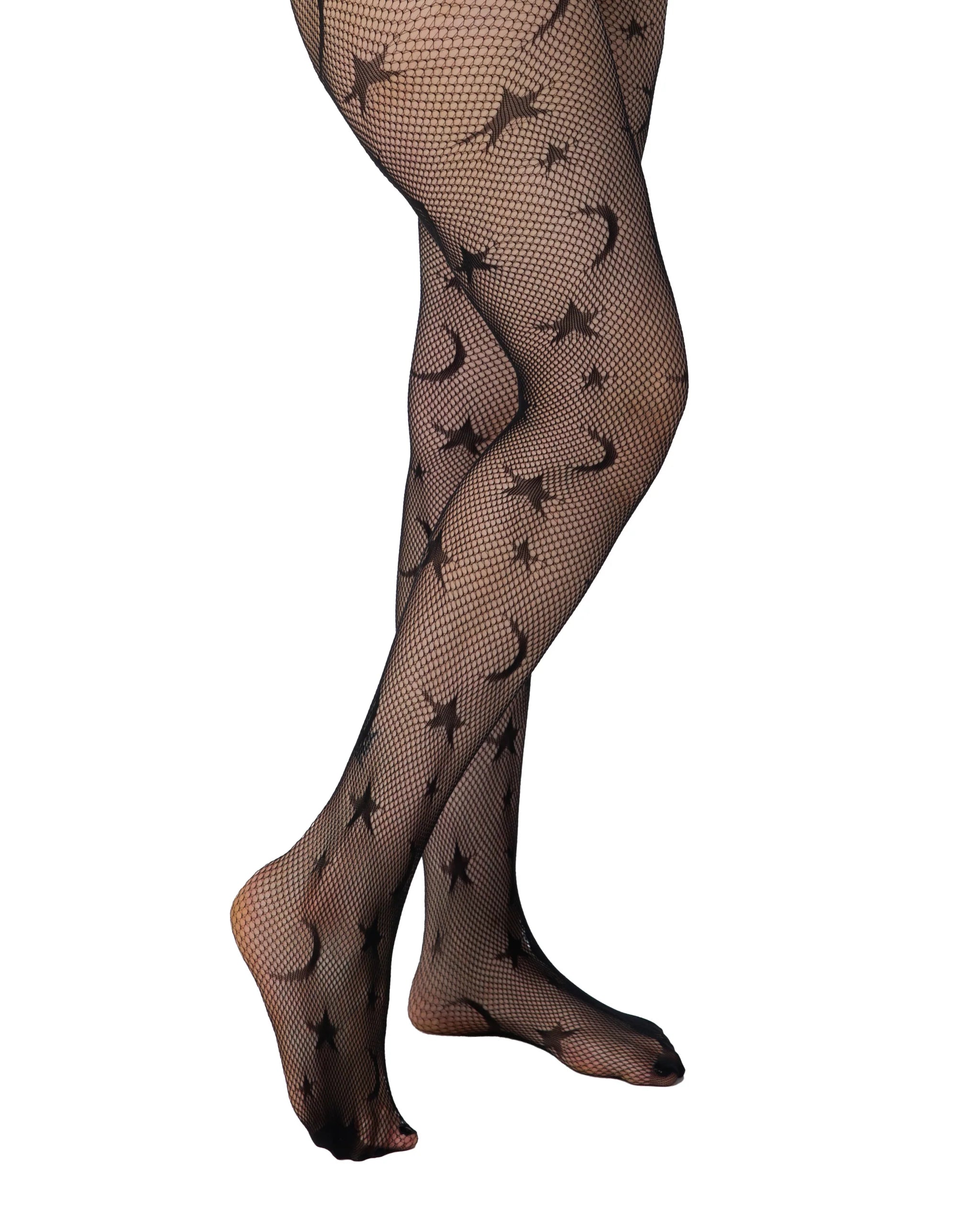 Stars & Moon Net Tights (Black)