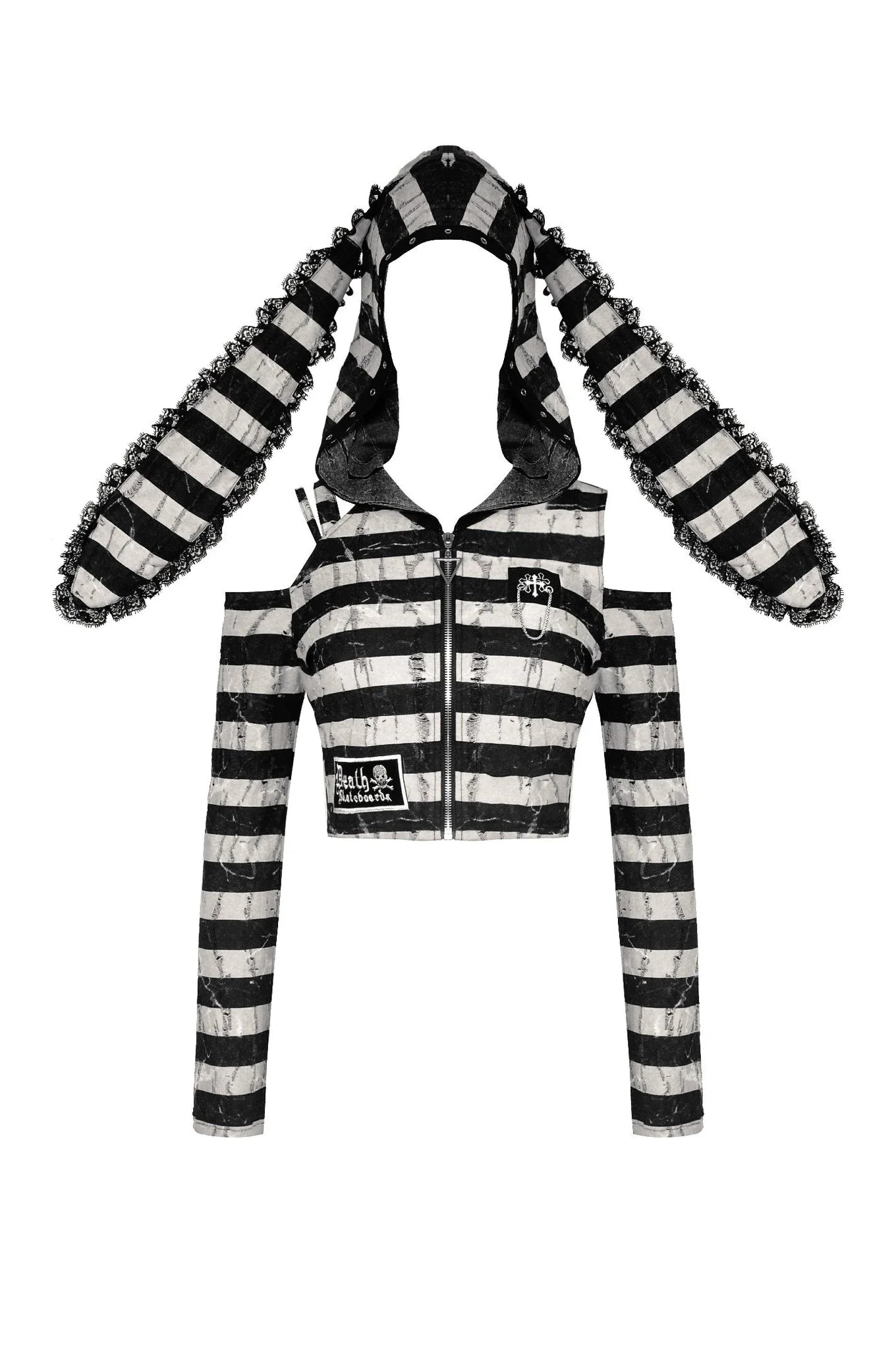 Prison Bunny Striped Crop Top (✦ Dark In Love) TW558