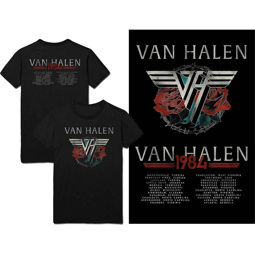 Van Halen Unisex T-Shirt: 84 Tour (Black) (Back Print)