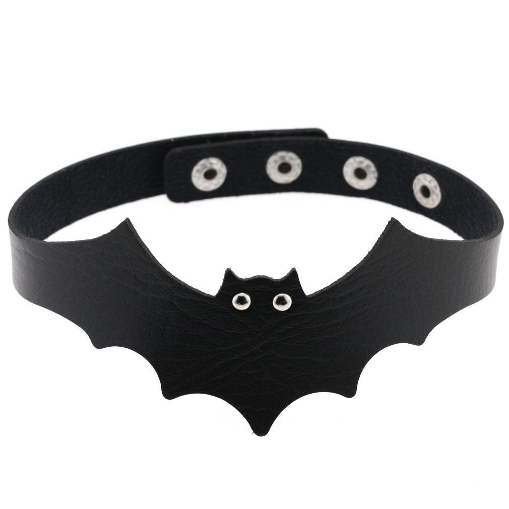Vegan Leather Neckband: Bat Shape