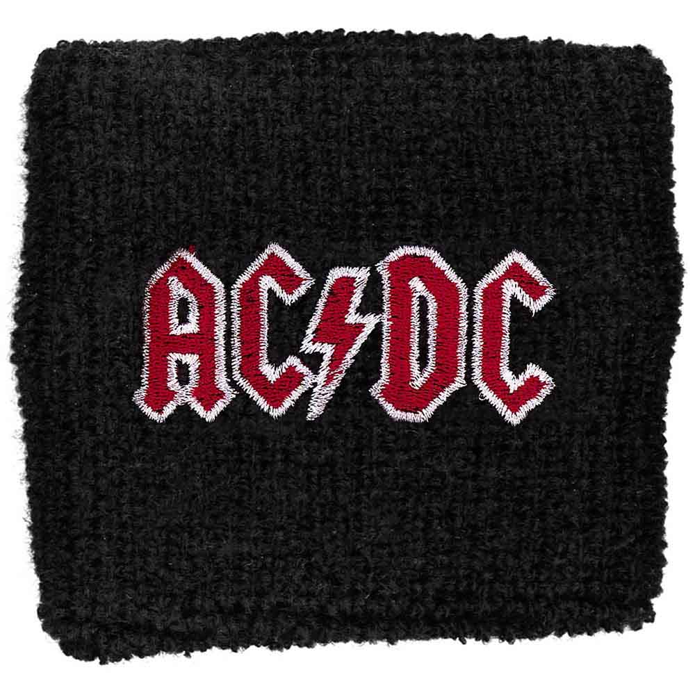 AC/DC Embroidered Wristband: Red Logo