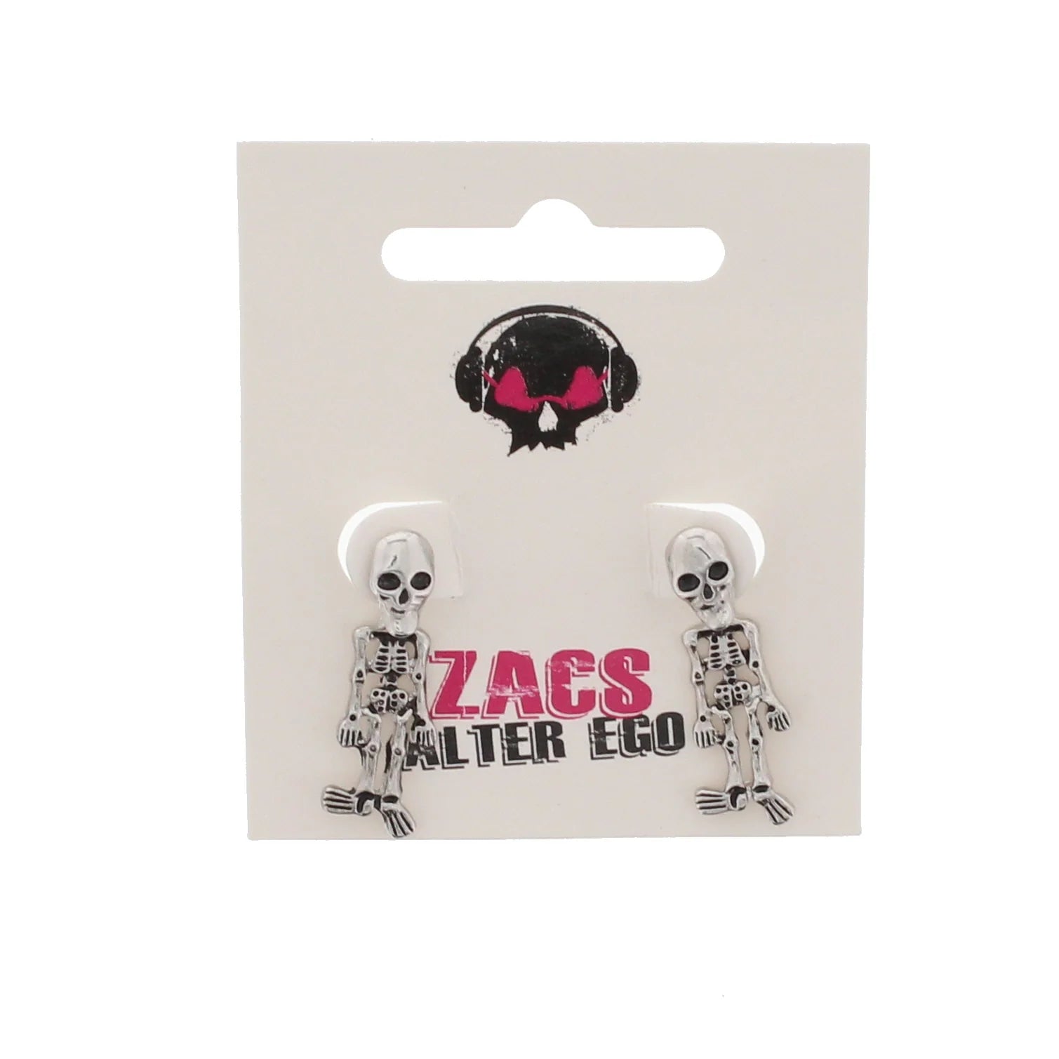 Skull Stud Earrings with Dangling Skeletons