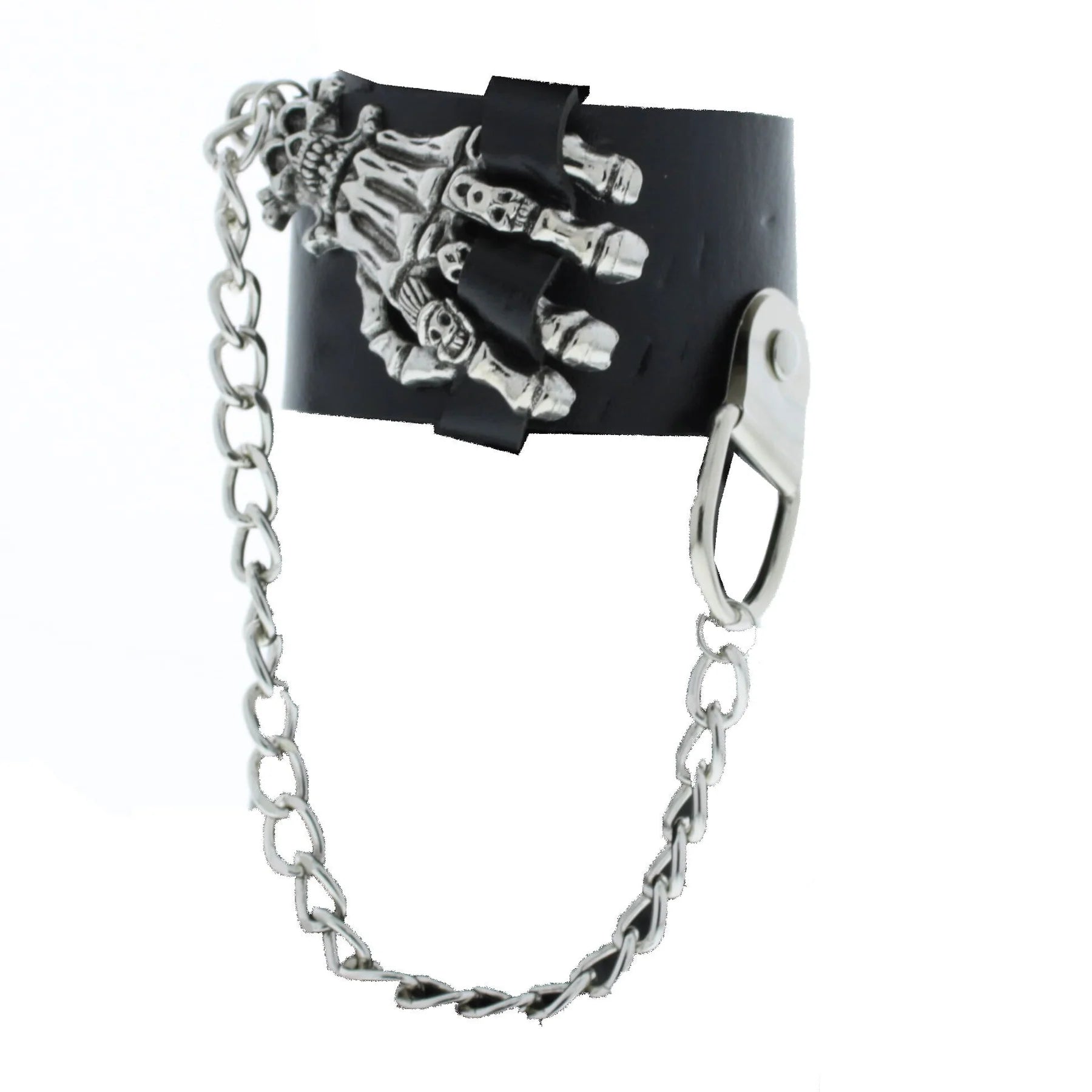 PU Bracelet Large Skeleton Hand & Chains