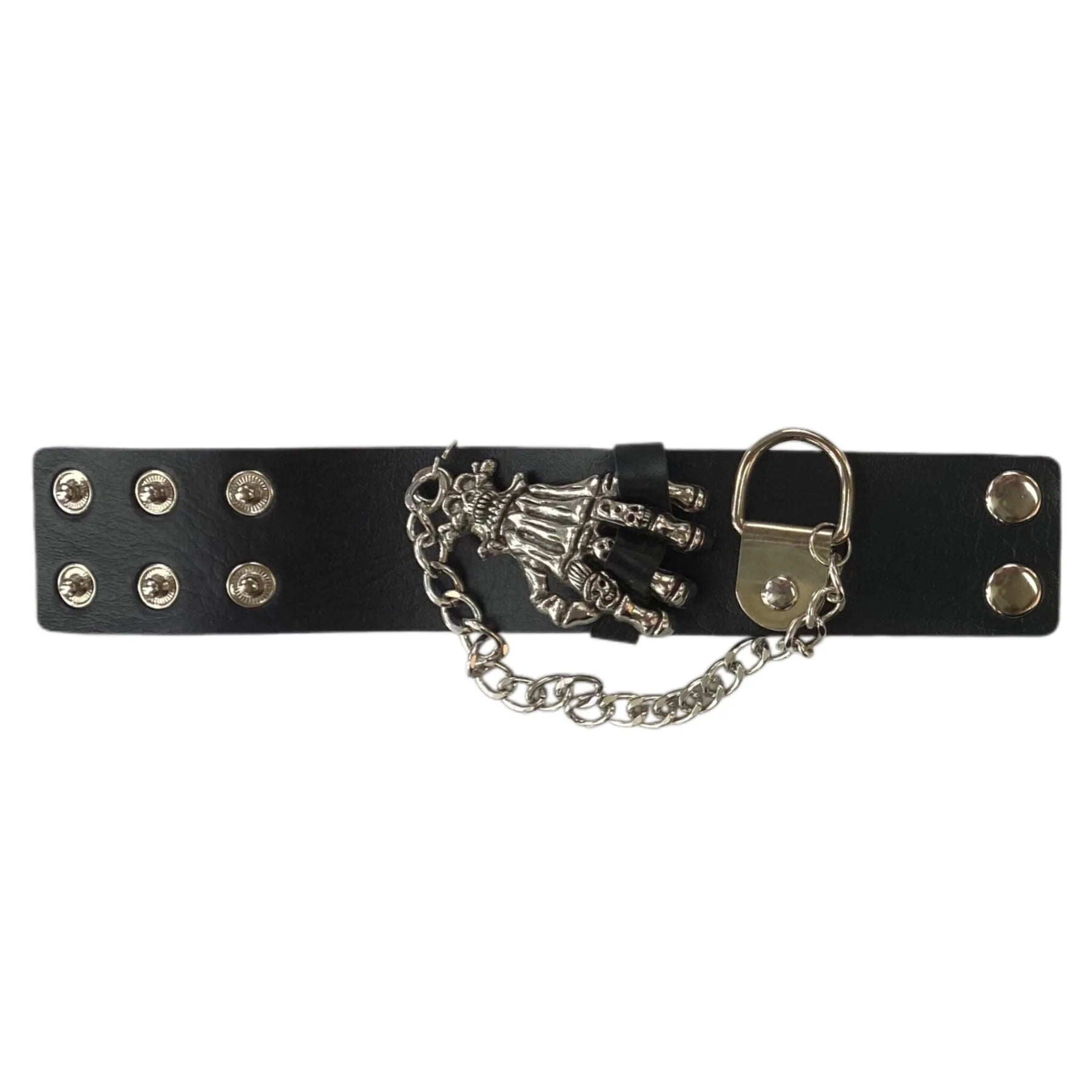 PU Bracelet Large Skeleton Hand & Chains