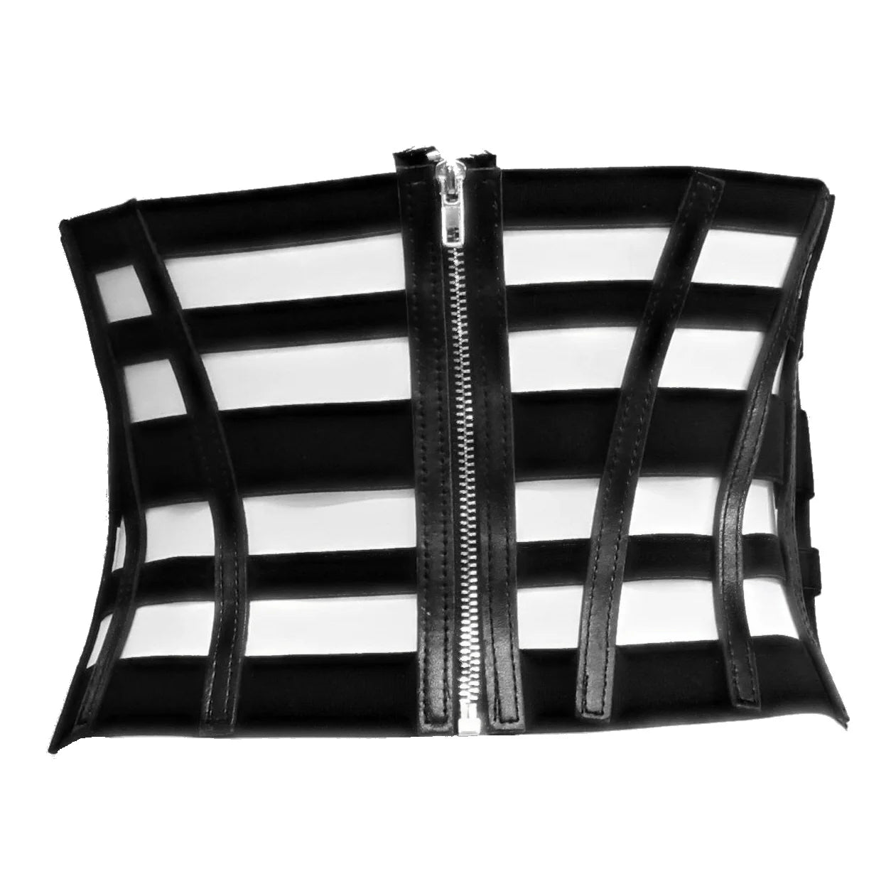 Cage Effect Elasticated Waist Belt with Zip Closure - ZBELT509