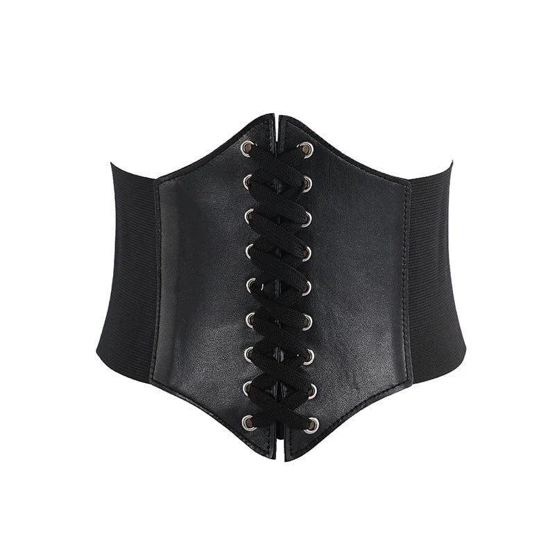 Arched Elasticated Waist Lace Up Corset Belt - ZBELT537
