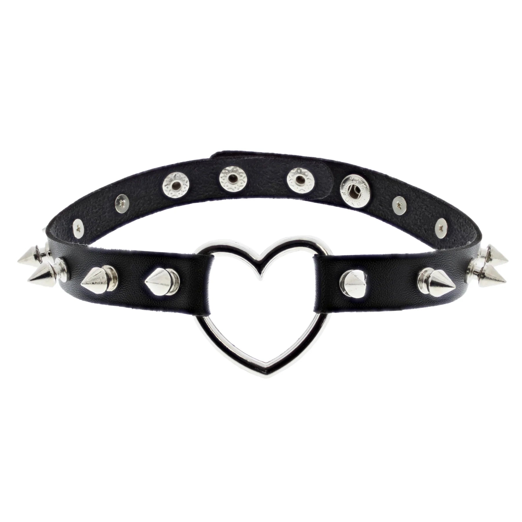 PU Choker with Heart & Spikes