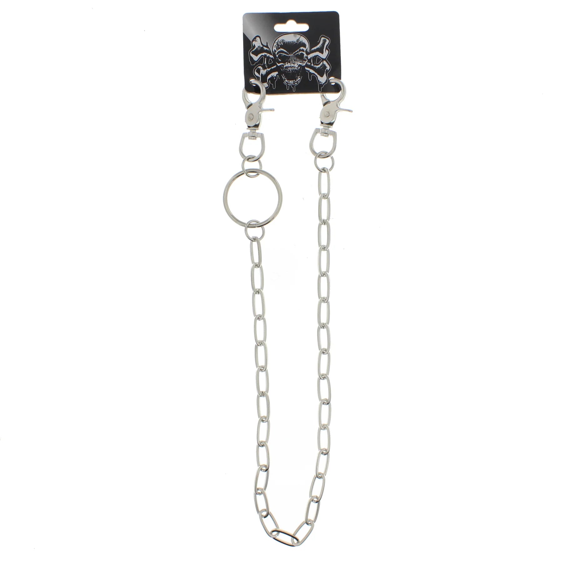 55cm Rhodium Large Oval Links Key Chain or Hip Chain (Silver)