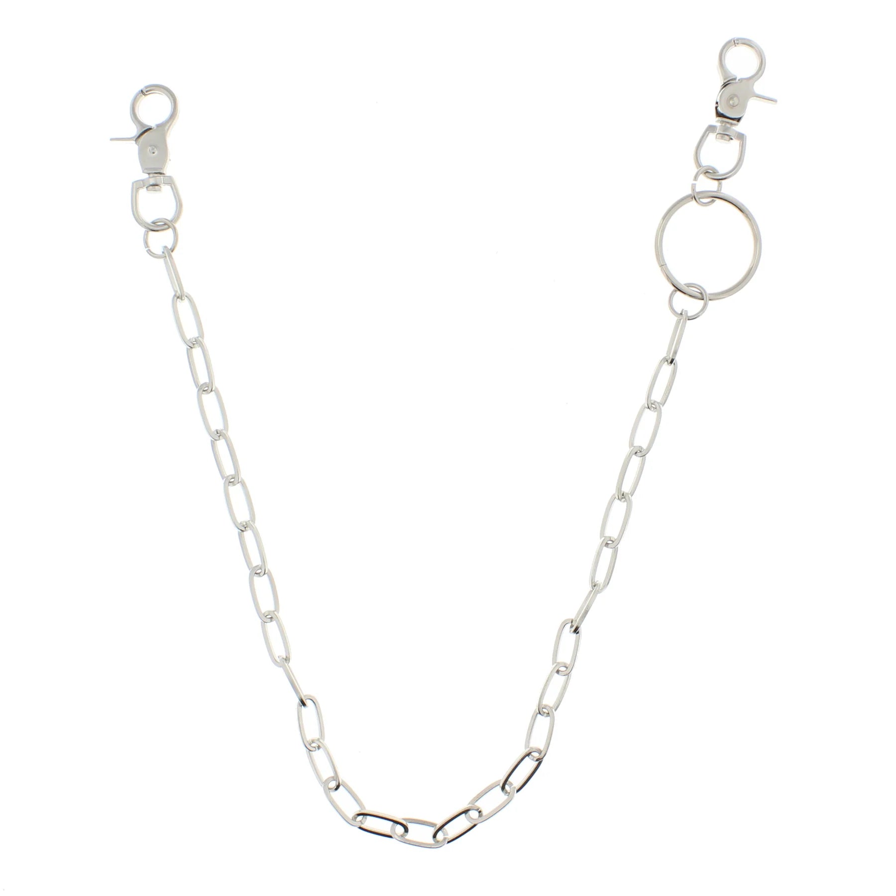 55cm Rhodium Large Oval Links Key Chain or Hip Chain (Silver)