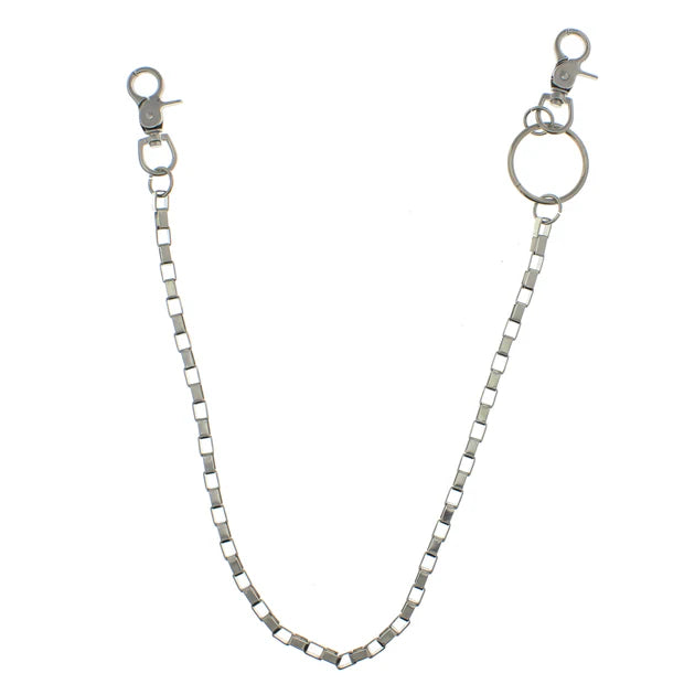 55cm Rhodium Rectangular Links Key Chain or Hip Chain