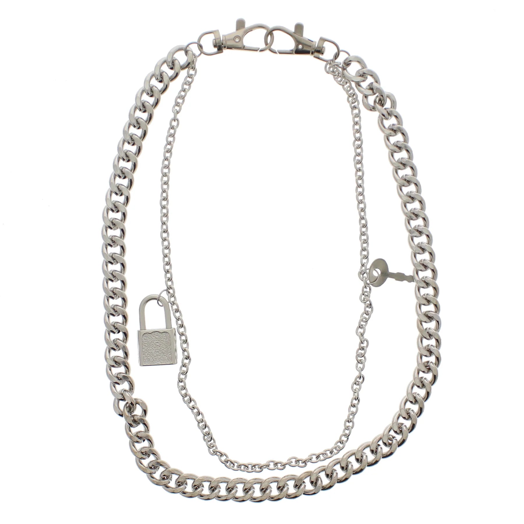 Double Metal Chain With Key & Padlock