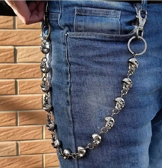 55cm Punk Skull Key Chain/ Wallet Chain (Silver)