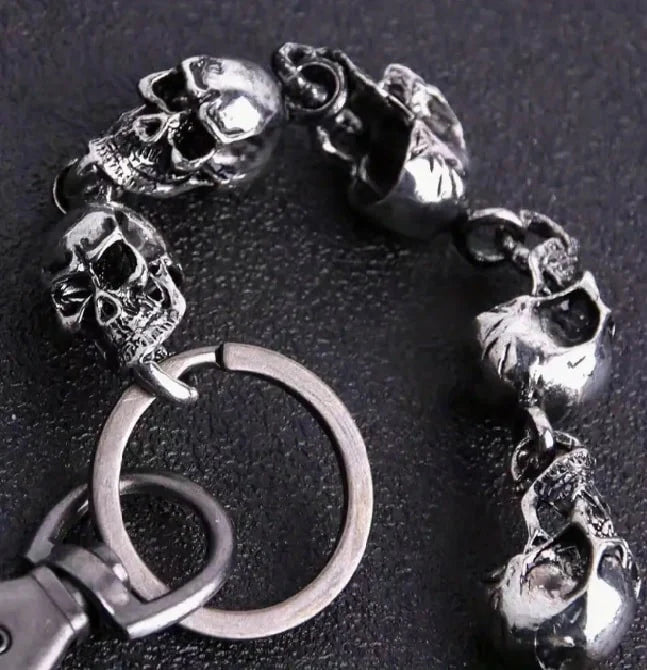 55cm Punk Skull Key Chain/ Wallet Chain (Silver)