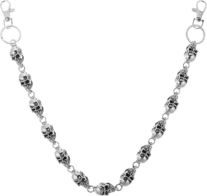 55cm Punk Skull Key Chain/ Wallet Chain (Silver)