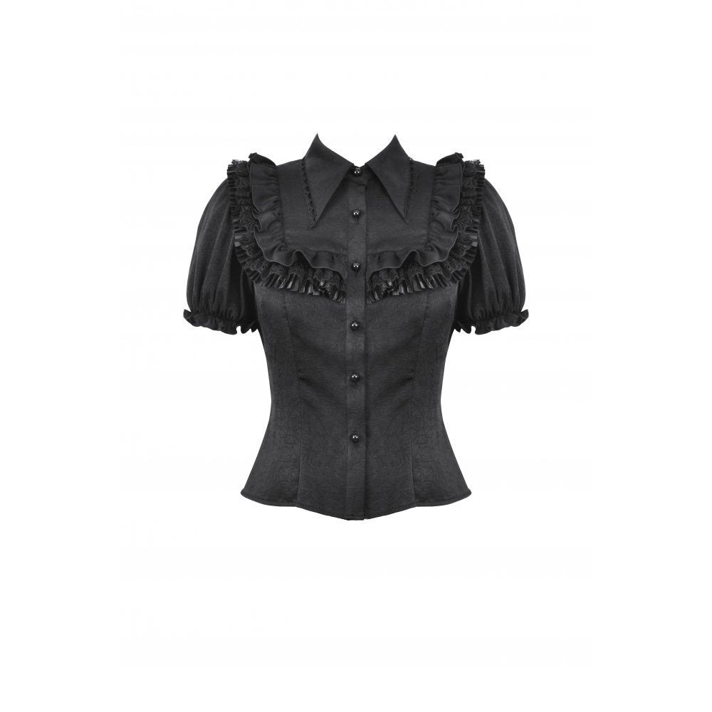 Black dolly ruffled blouse (✦ Dark In Love) IW114
