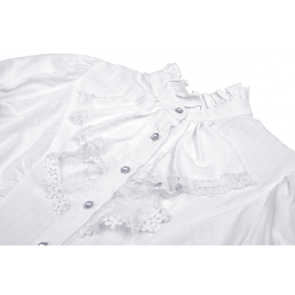 Gothic ruffle neckline blouse - White (✦ Dark In Love)