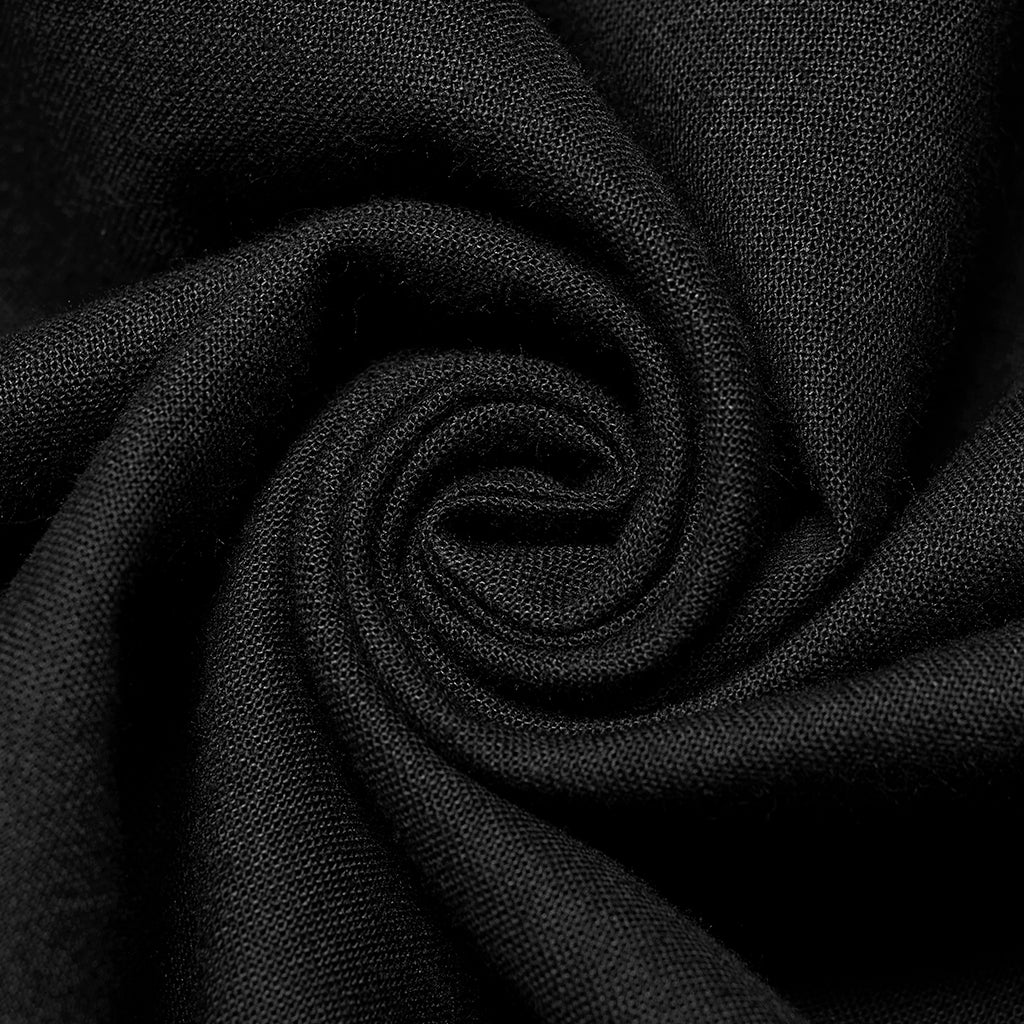 Original Design Goth Skeleton Embroidered Ruffles Shirt (Black) (✦ Punk Rave) WY-1367XCM-BLK