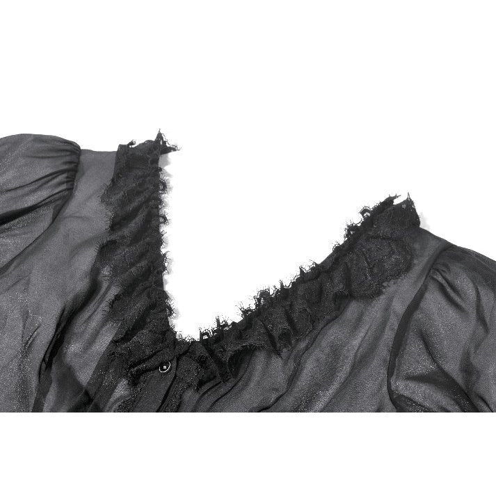 Black Sheer Ruffle Blouse (✦ Dark In Love) IW141