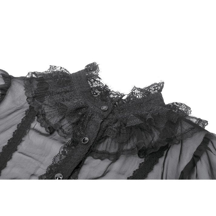 Sheer Lace Ruffle Blouse (✦ Dark In Love) IW142