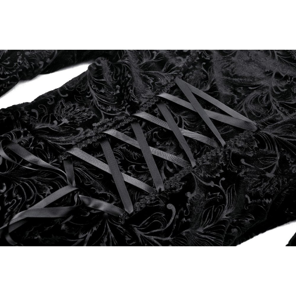 Gothic luxe lace-trim pattern velvet dress (✦ Dark In Love)