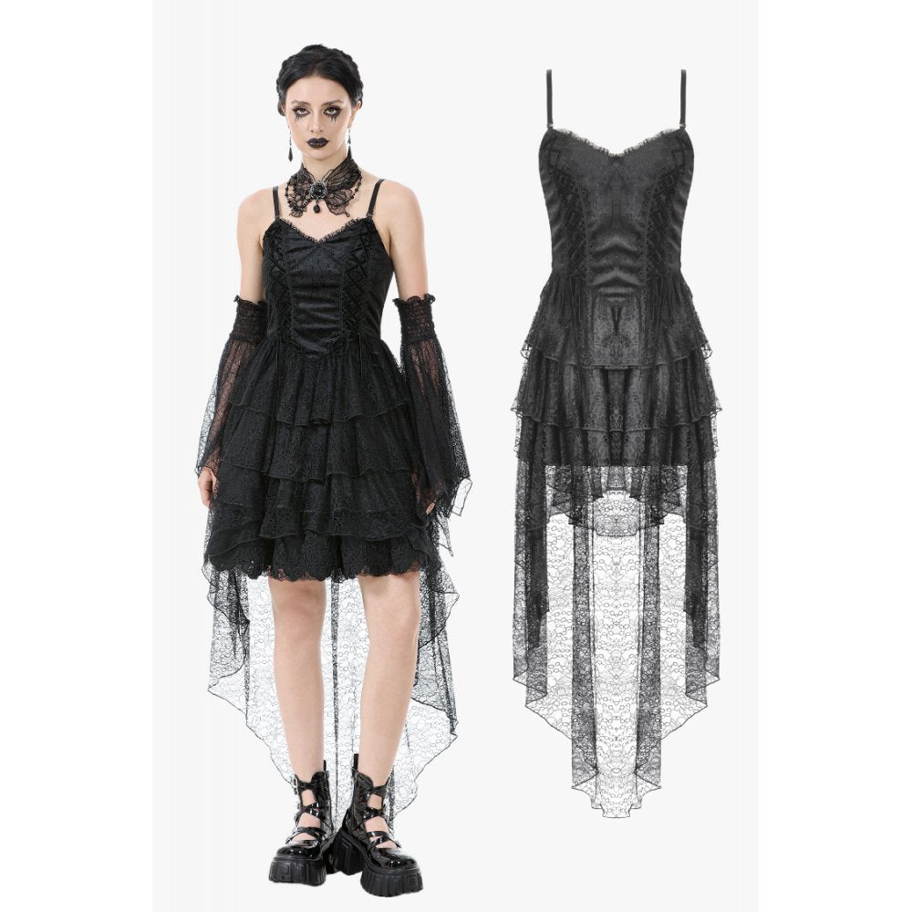 Dark Swan Layered Lace Tail Dress (✦ Dark In Love) DW1097