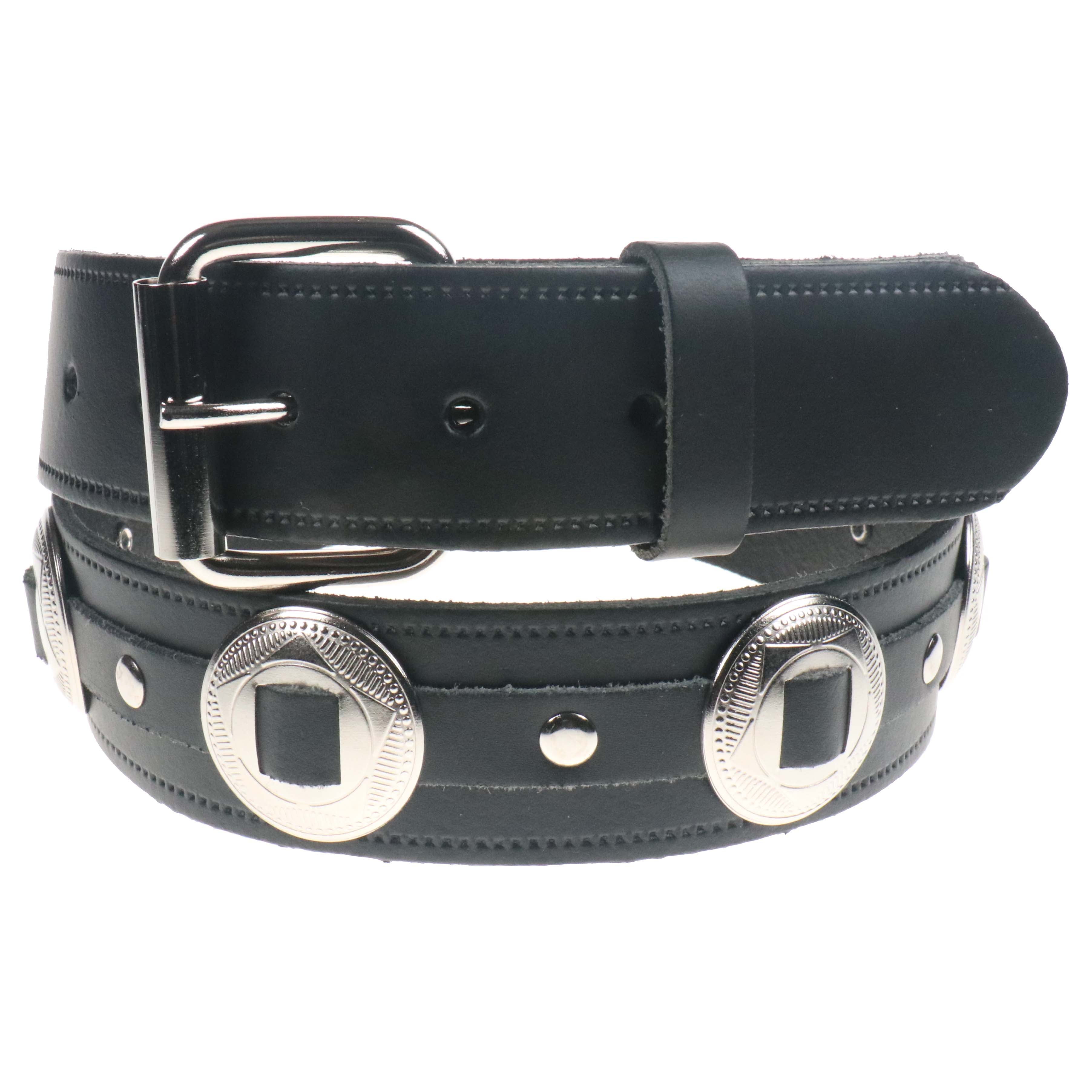 Leather Belt: Concho (Black)