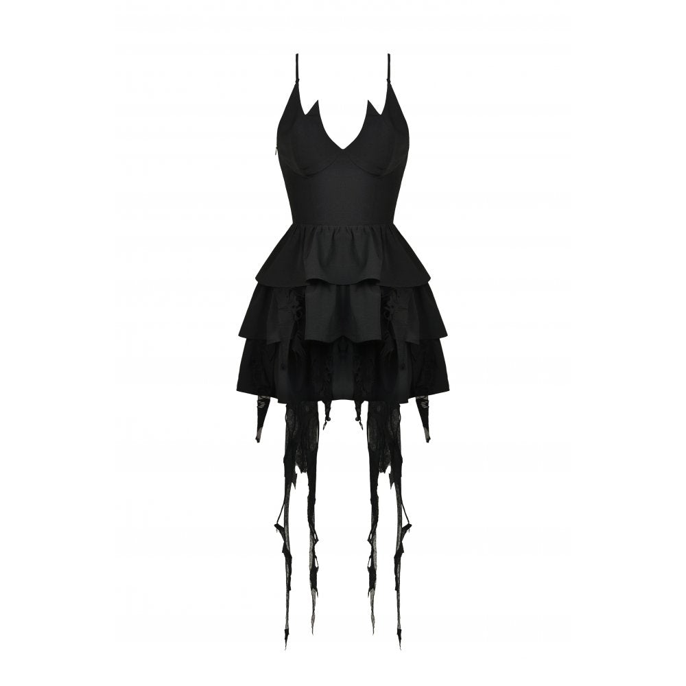 Devil cool high low layered strap dress (✦ Dark In Love)