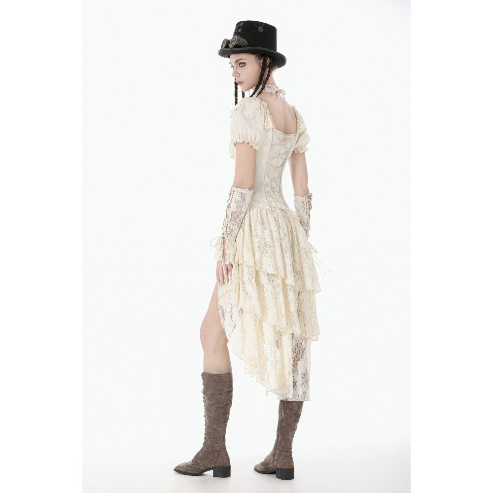 Steampunk Layered Ruffle asymmetrical Dress (✦ Dark In Love) DW1157