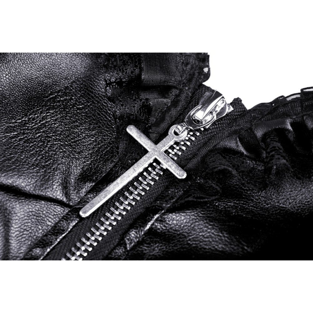 Rebel locomotive girl faux leather strap dress (✦ Dark In Love)
