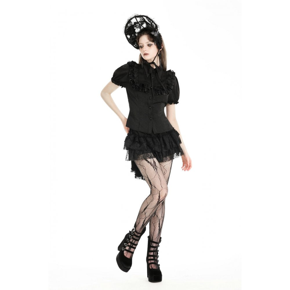 Black dolly ruffled blouse (✦ Dark In Love) IW114