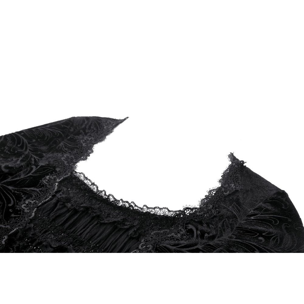Gothic luxe lace-trim pattern velvet dress (✦ Dark In Love)
