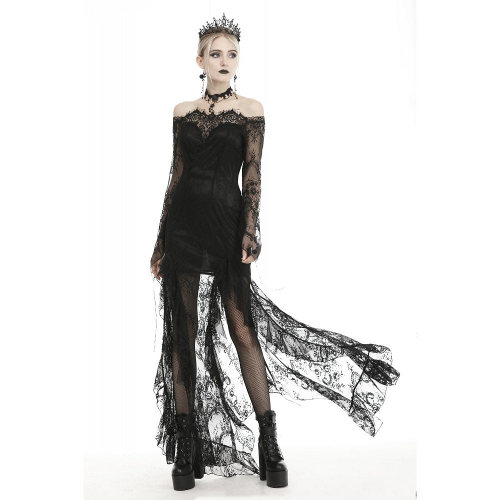 Black lace frill swallow tail mermaid dress (✦ Dark In Love) DW460