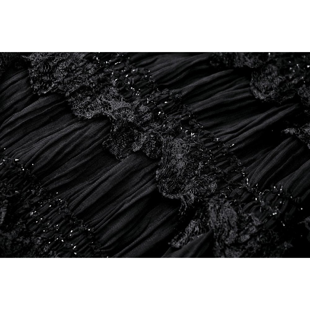 Gothic luxe lace-trim pattern velvet dress (✦ Dark In Love)