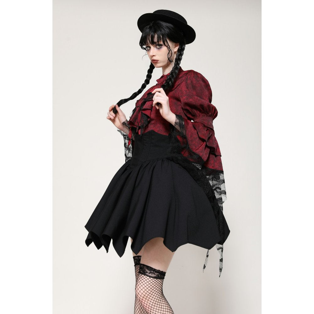 Black minimalist batwing high-waisted a-line skirt (✦ Dark In Love) KW371