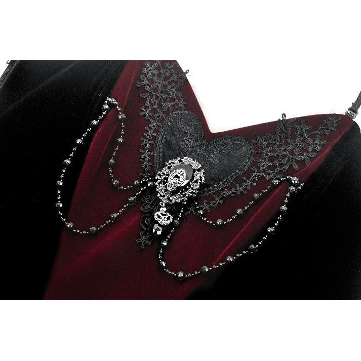 Romantic Heart Velvet Corset with Jewel Chains (✦ Dark In Love) CW092