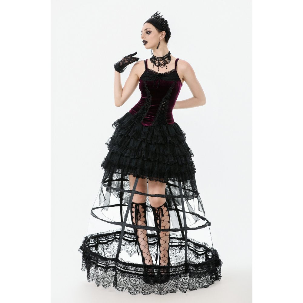 Gothic Burgundy Velvet top with Ribbon Bow and Lace-Up Sides (✦ Dark In Love)