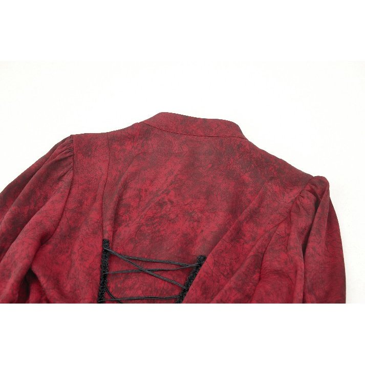 Gothic red inferno distressed frilly blouse (✦ Dark In Love) IW119