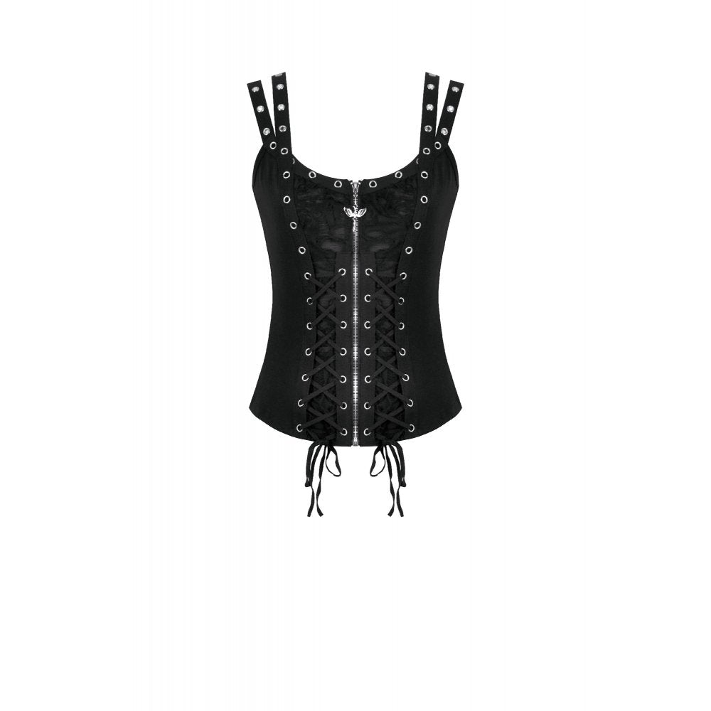 Punk Metal Distressed Knit Lace-Up Vest (✦ Dark In Love) TW674