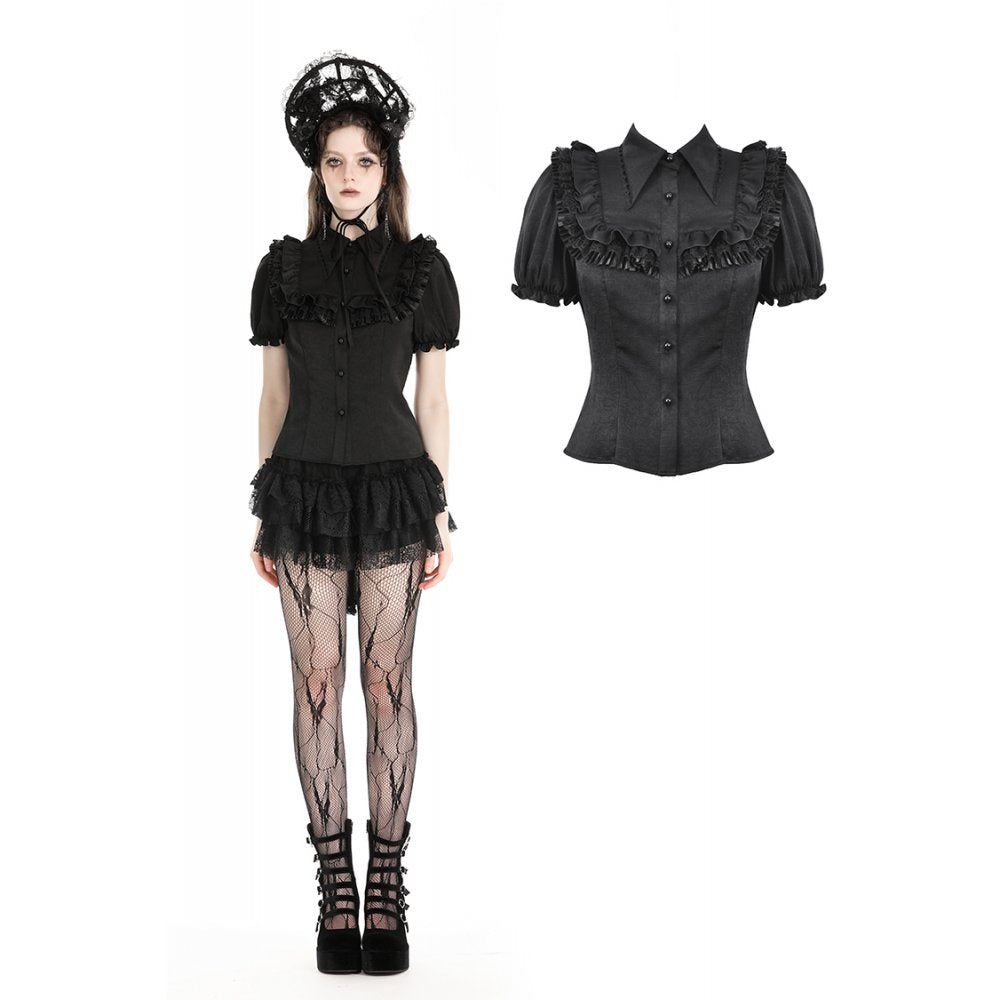 Black dolly ruffled blouse (✦ Dark In Love) IW114