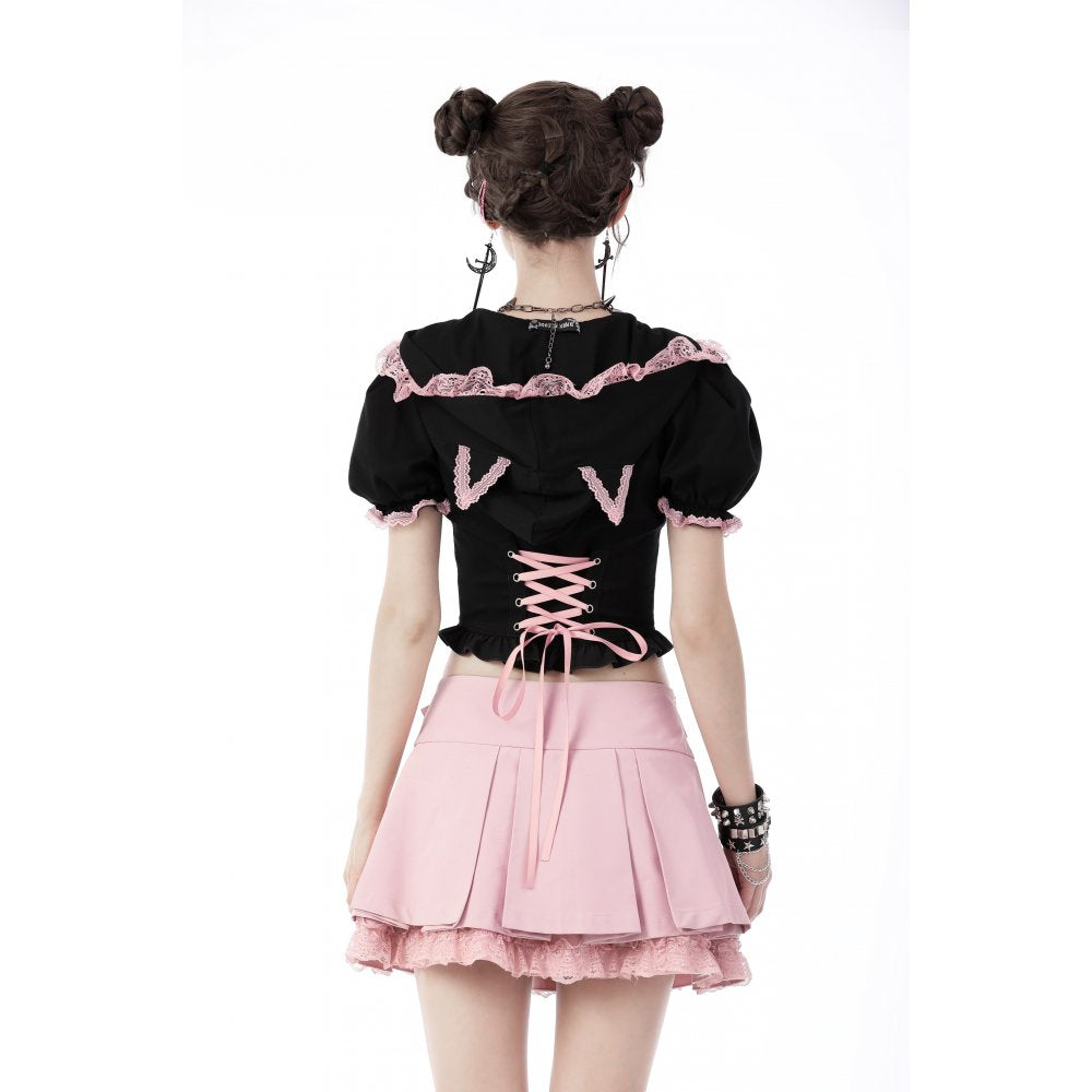 Alternative Fashion Cat-Ear Zipper Top (✦ Dark In Love) BW108