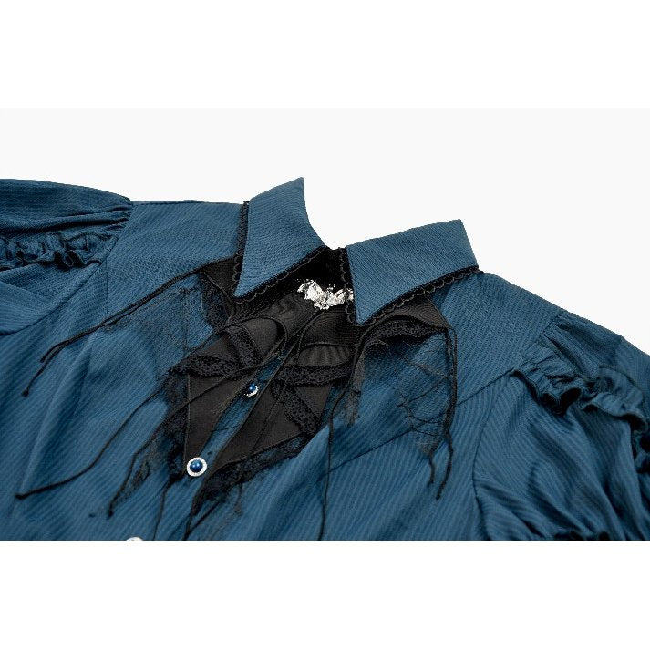 Gothic Academy Striped Puff-Sleeve Blouse (✦ Dark In Love) IW143