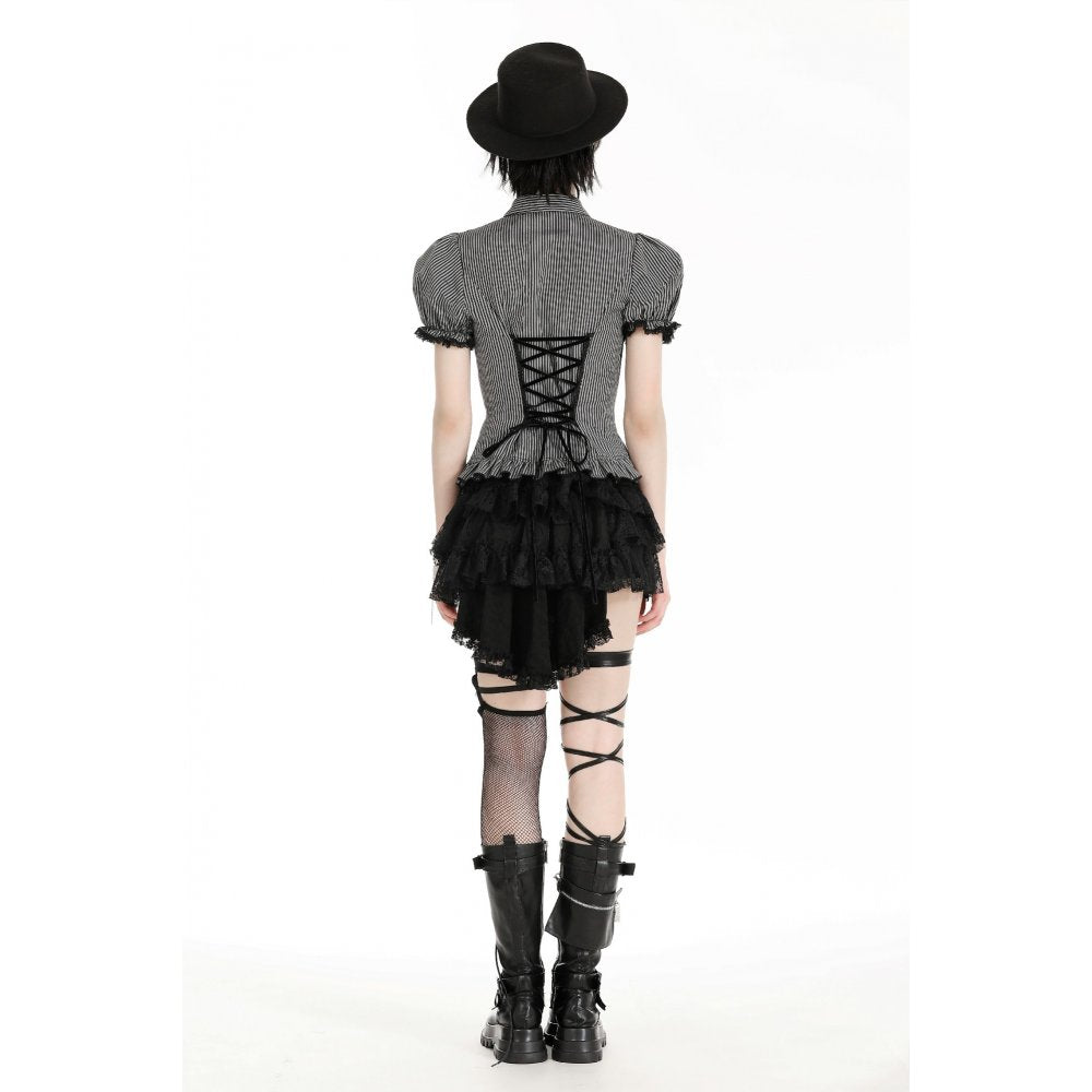 Gray striped double-breasted blouse (✦ Dark In Love) IW111