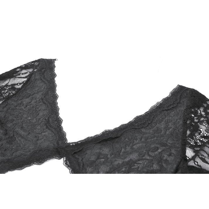 Gothic Dark Heart-Neck All-Over Lace Bell-Sleeve Slim Top (✦ Dark In Love) TW689