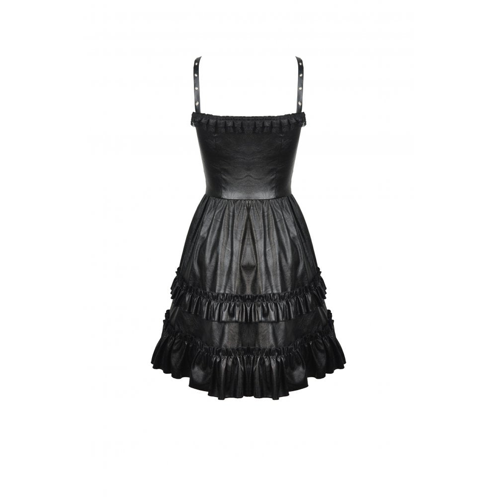 Rebel locomotive girl faux leather strap dress (✦ Dark In Love)